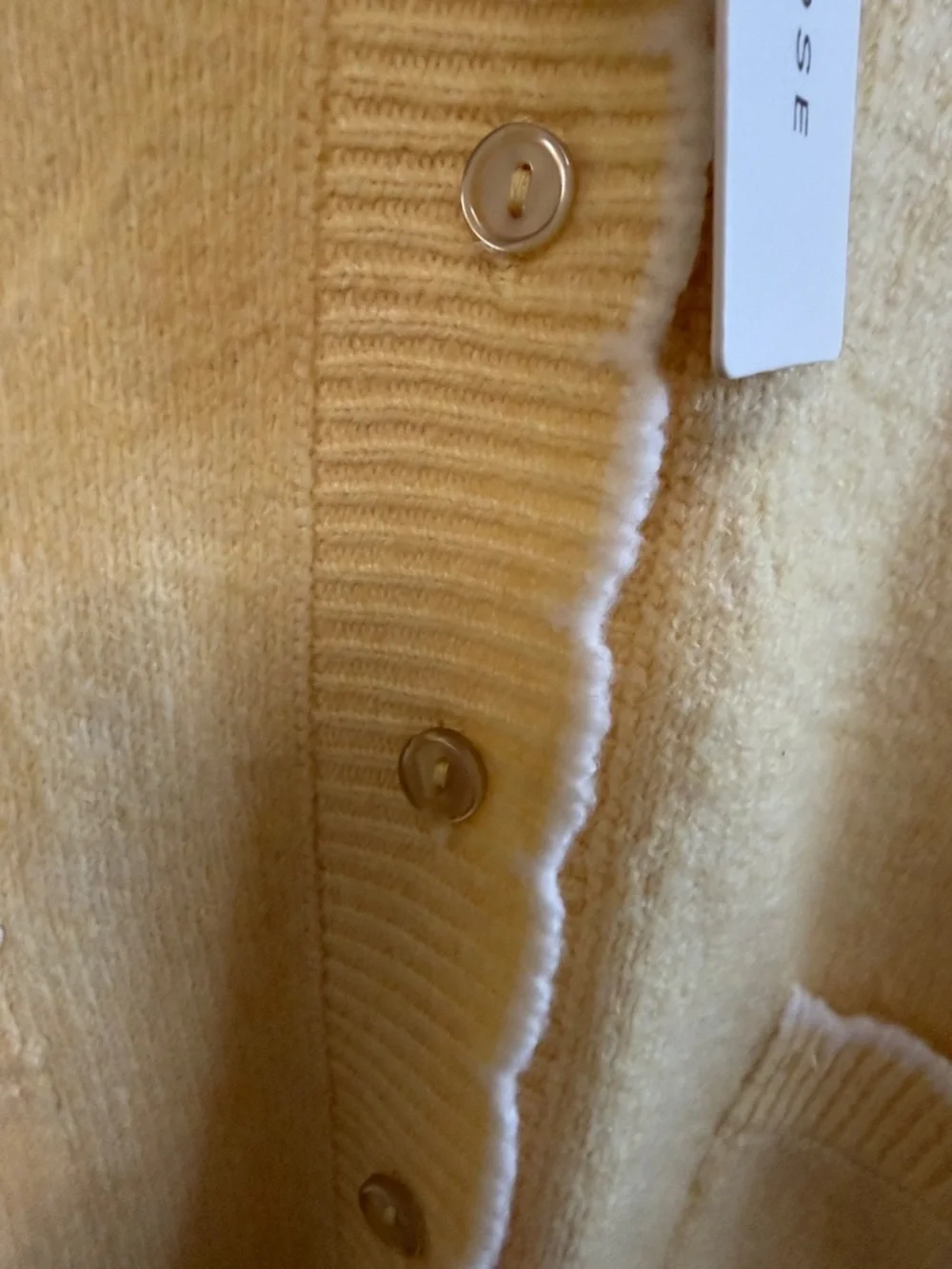 Pink Rose Soft Pale Yellow Button Cardigan with White Trim - Picture 4 of 5
